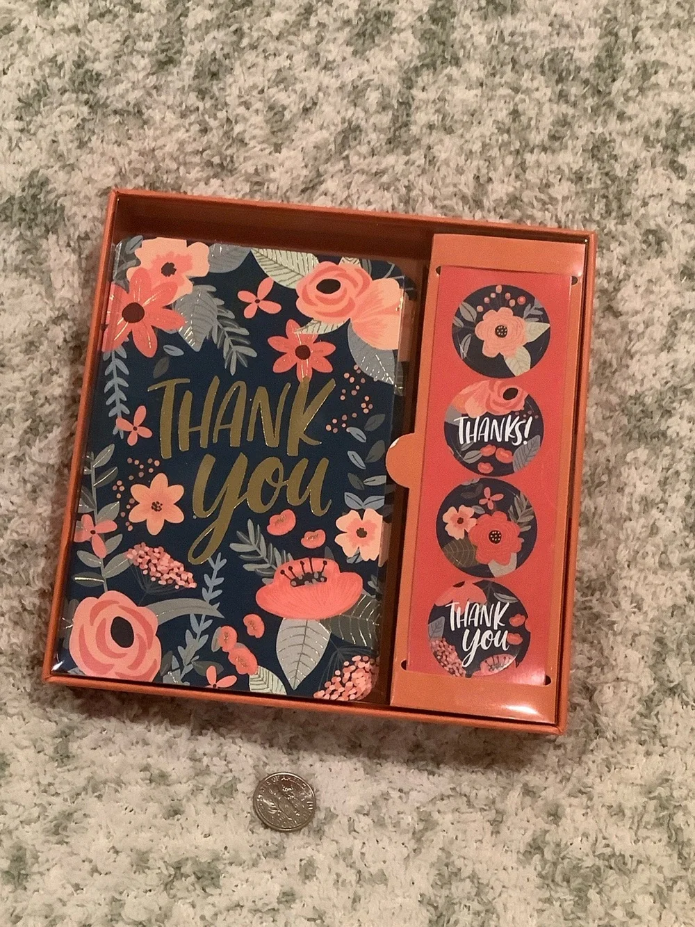 Thank You Boxed Floral Note Cards & Sticker Set of 12 NWT OCS Designs